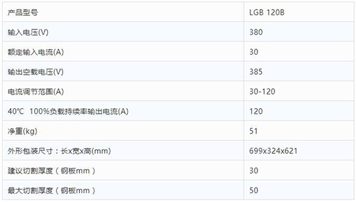 尊龙凯时人生就是搏数字化等离子切割+碳弧气刨两用机LGB 120B整机参数